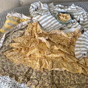 Mustard Pie Striped and Patterned Yellow Dress Set. Size 5